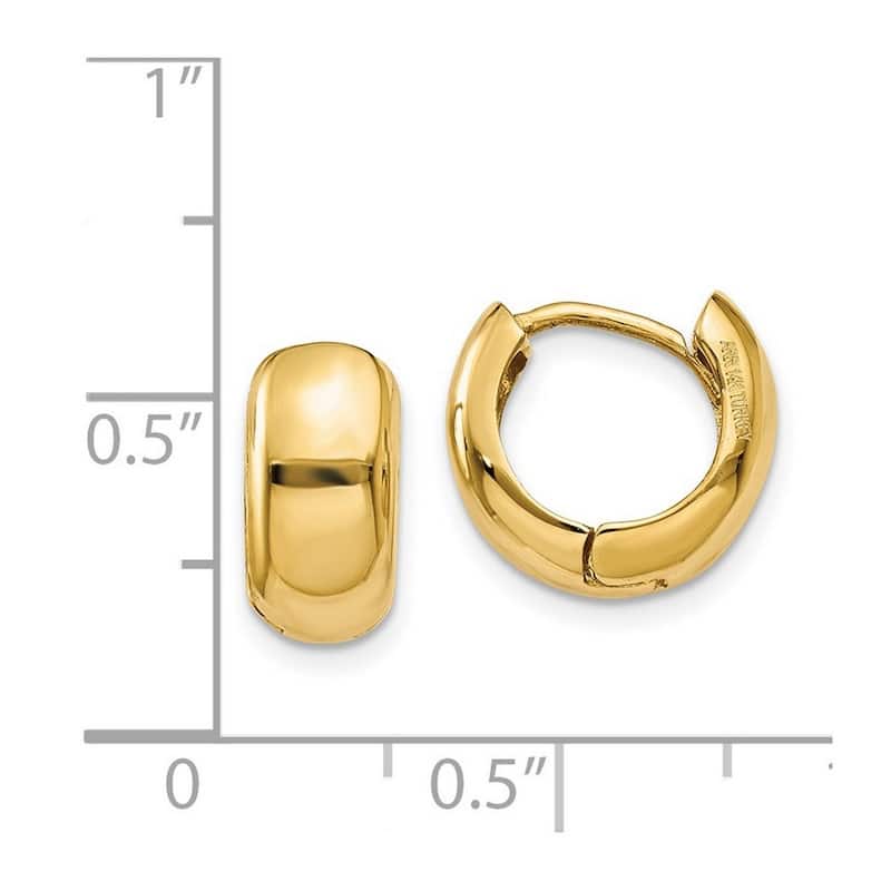 Curata 14k Yellow Gold Solid Polished Hinged Hoop Earrings - 7x6mm Wide