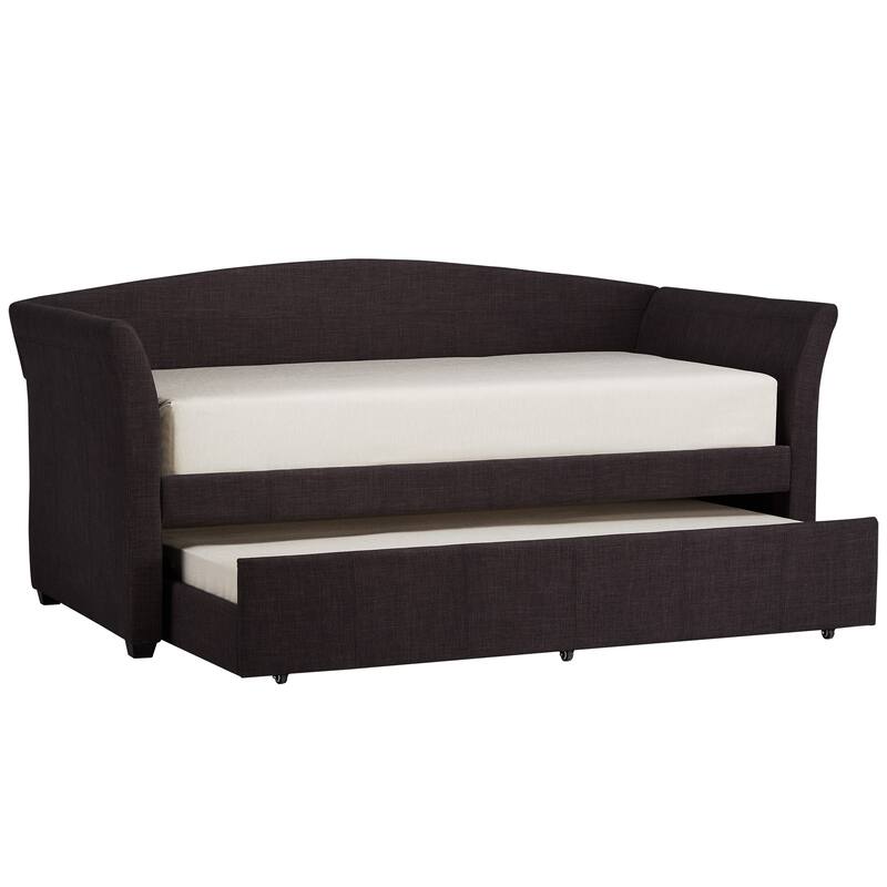 Deco Linen Rolled Arm Daybed and Trundle by iNSPIRE Q Bold - Dark Grey Linen with Trundle