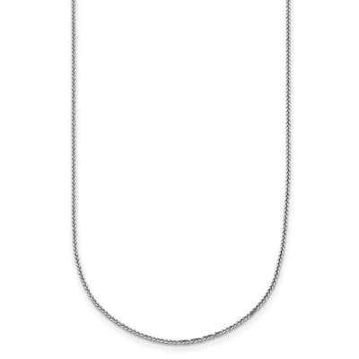 Curata Italian 14k White Gold 0.7mm Rope Chain Necklace For Women (Lobster)