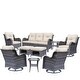 preview thumbnail 41 of 97, Gray Wicker Rattan Outdoor Patio Furniture Set Swivel Chair with Cushion