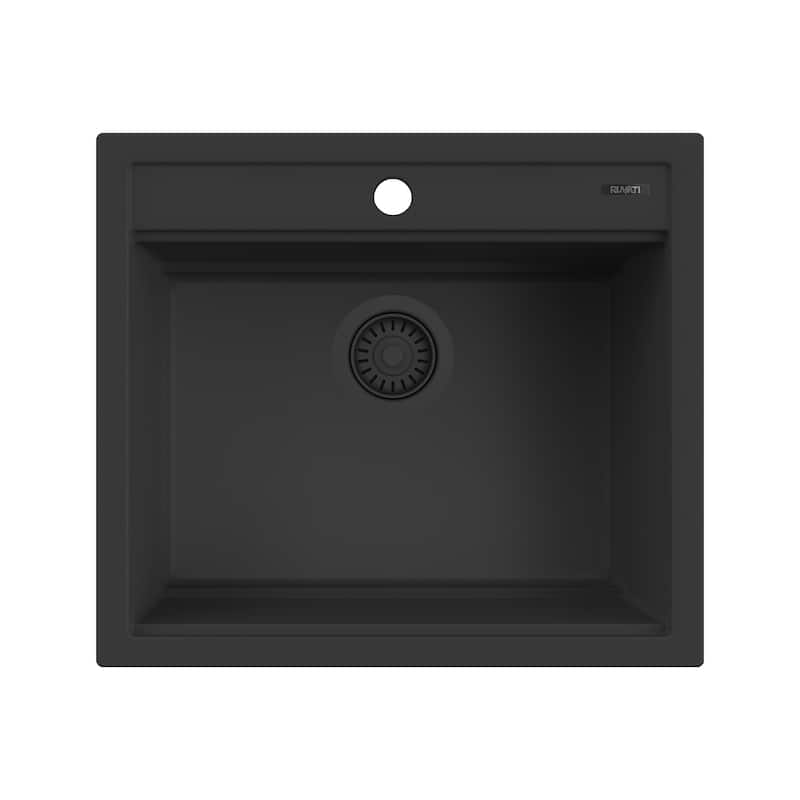Ruvati 23-inch epiCube Granite Composite Workstation Matte Black Drop-in Bar Prep Sink - RVG1622BK
