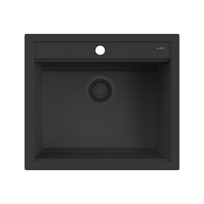 Ruvati 23-inch epiCube Granite Composite Workstation Matte Black Drop-in Bar Prep Sink - RVG1622BK