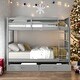 preview thumbnail 1 of 10, Full-Over-Full Bunk Bed with Ladders and Two Storage Drawers Grey