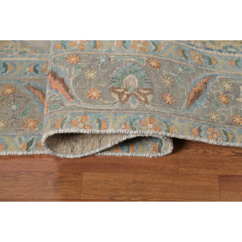 Geometric Tabriz Persian Vintage Area Rug Hand-Knotted Wool Carpet - 7'11"x 11'3"