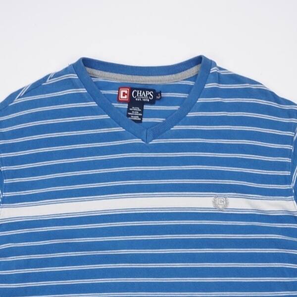 Shop Chaps Ralph Lauren V Neck Pullover Tshirt Blue Striped Mens