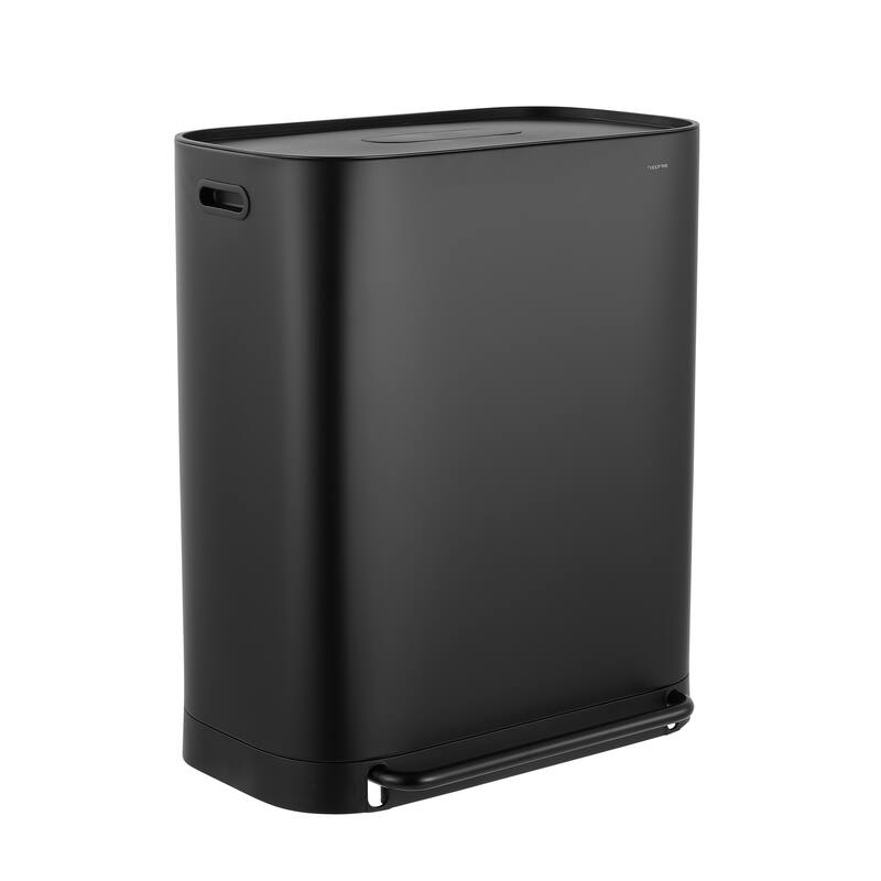 happimess Beni Kitchen Trash/Recycling 16-Gallon Double-Bucket Step-Open Trash Can, Chrome