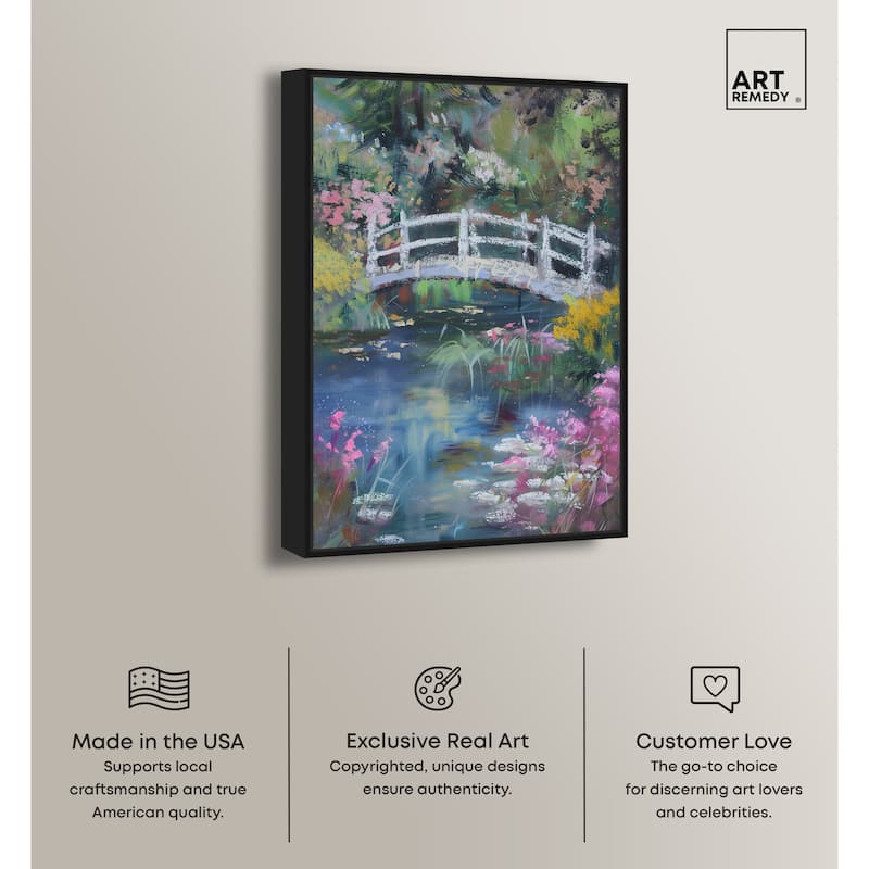 Art Remedy Hidden Garden Framed Impressionism 1 Piece Canvas Wall Art /Monet And Van Gogh Inspired Art
