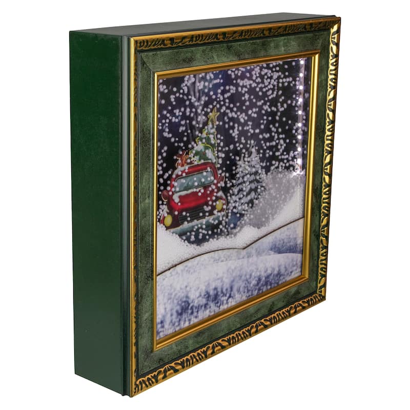31" LED Lighted Musical Snowing Retro Truck Wall Plaque