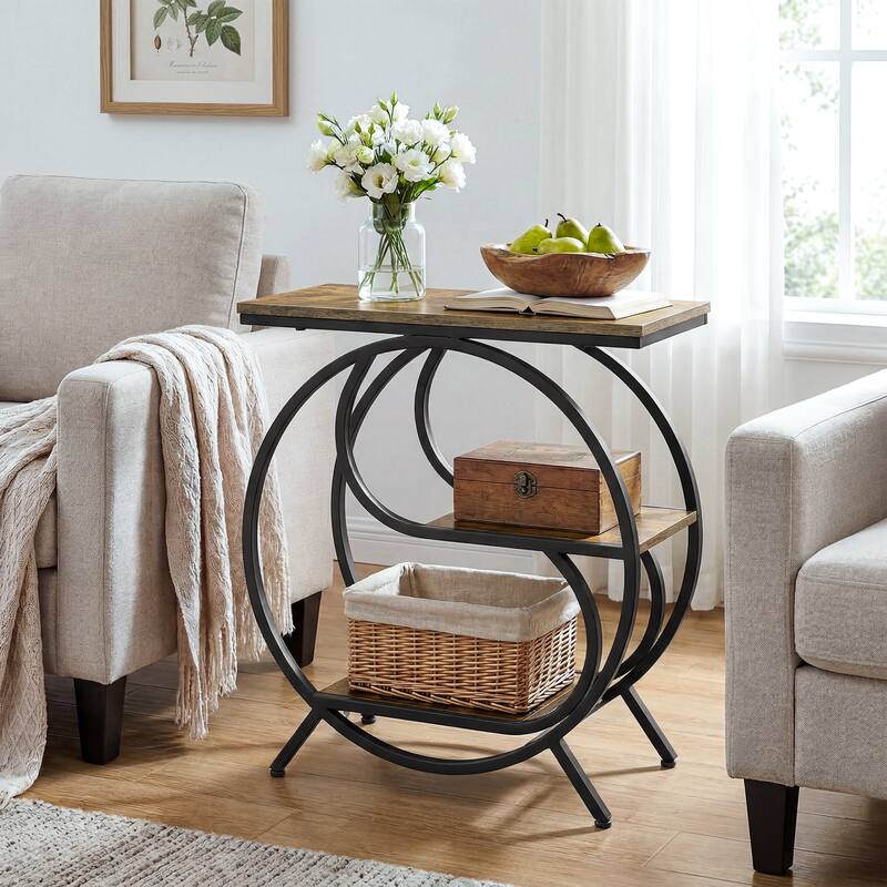 Industrial Side Table with 3 Shelves for Living Room - 1-Piece