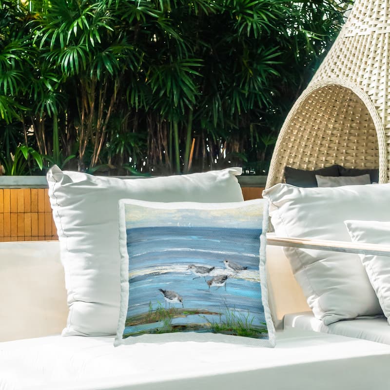 Stupell Stepping Sandpipers Grazing Printed Outdoor Throw Pillow Design by Sally Swatland