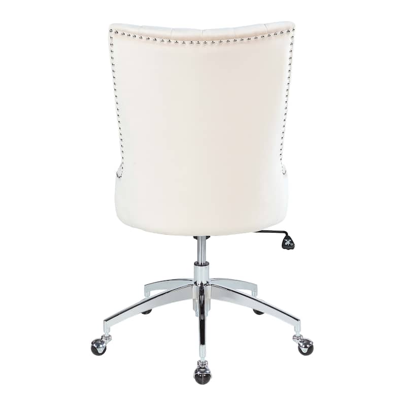 Somette Swivel Computer Chair in Beige Velvet