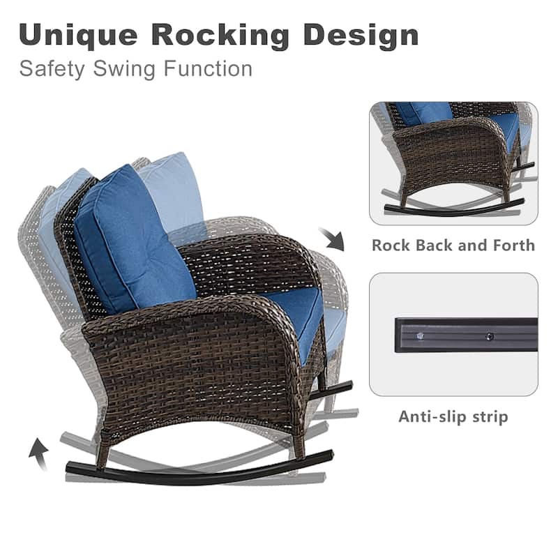 Outdoor Rocking Chair for Outside Patio Porch - Brown