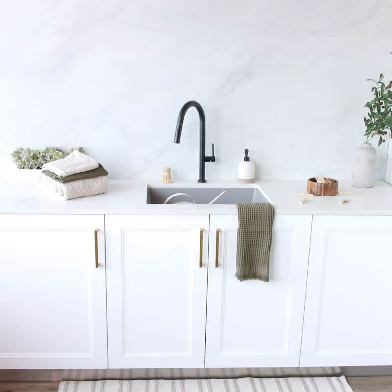 STYLISH 25 inch Single Bowl Dual Mount Composite Granite Utility Sink
