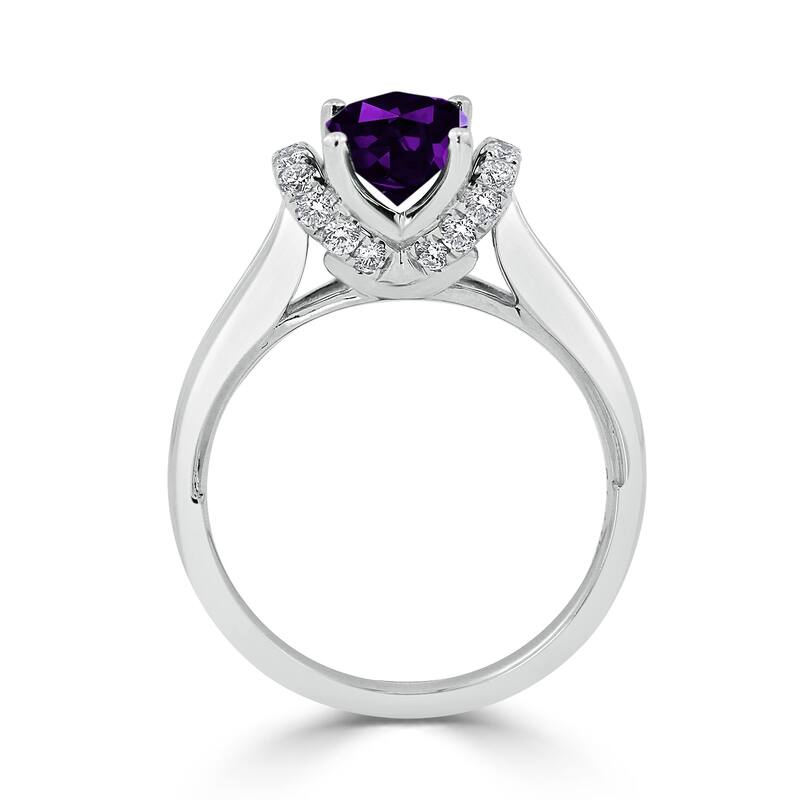 Auriya 1ct Modern Cushion-cut Purple Amethyst and Diamond Engagement Ring 1/4ctw 14k Gold
