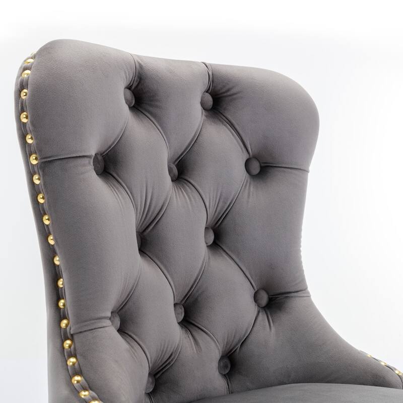 Modern Adjustable Seat Height Swivel Barstools with Tufted Back - Set of 2
