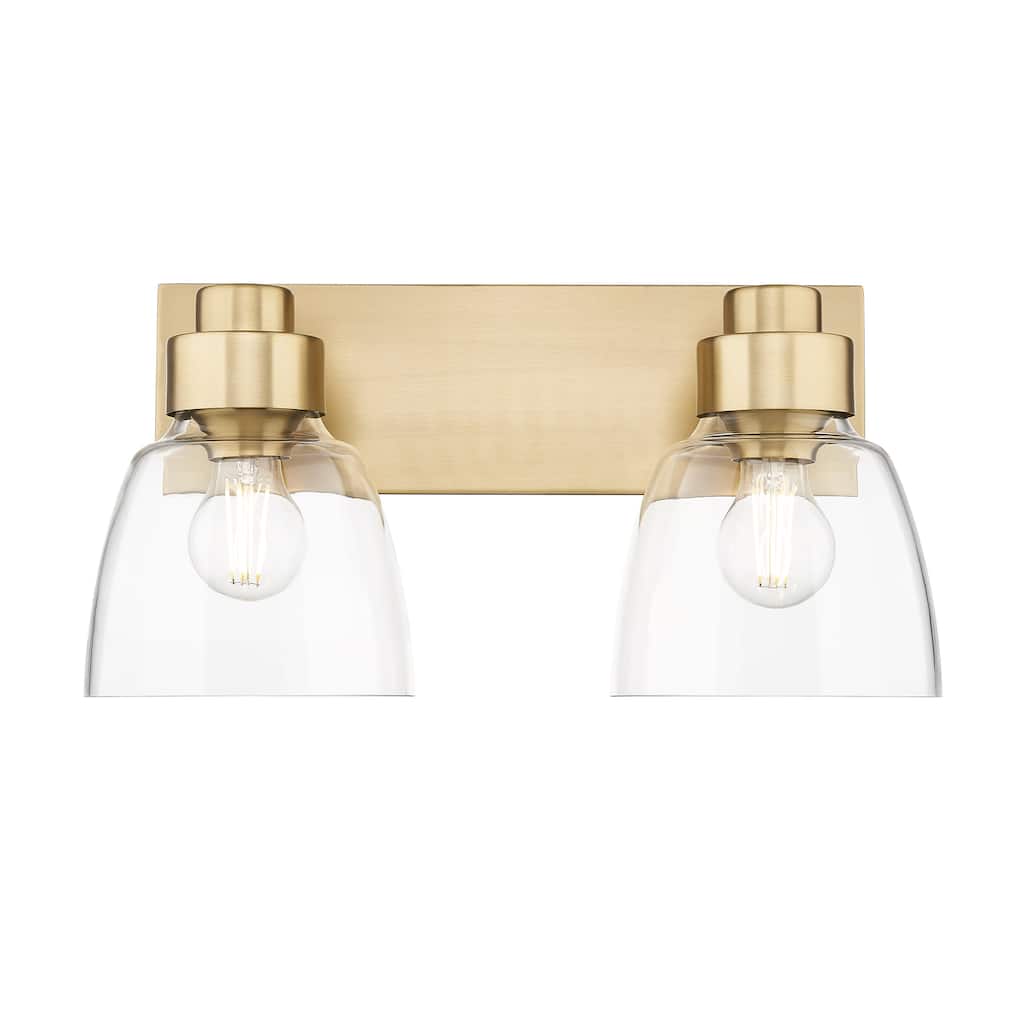 Remy 2 Light Bath Vanity in Brushed Champagne Bronze with Clear Glass Shade - Gold