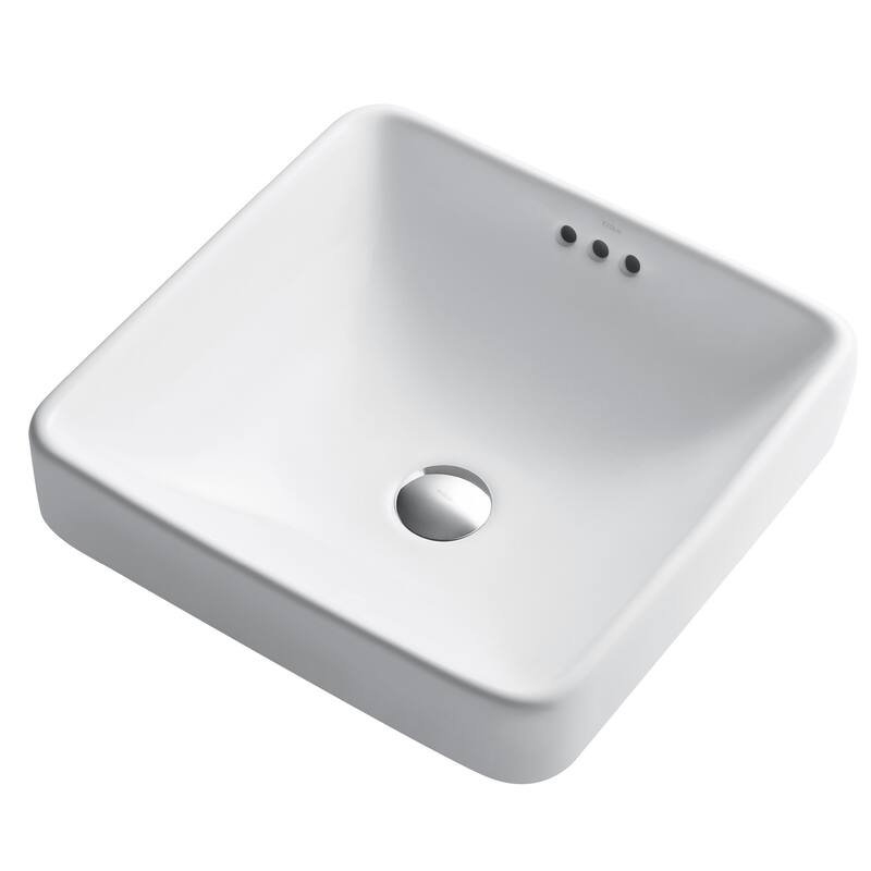 Kraus Pack of (2) Elavo 16-1/4" Square Ceramic Vessel Bathroom Sinks