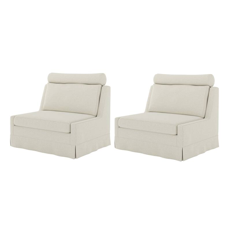 Flo Modern 45" W Oversized Slipcovered Accent Chair with Wheels and Ottoman Set of 2 by HULALA HOME
