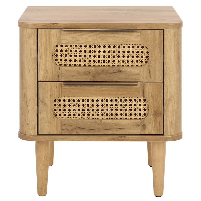 SAFAVIEH Home Brey 2-Drawer Nightstand - Oak/Brass