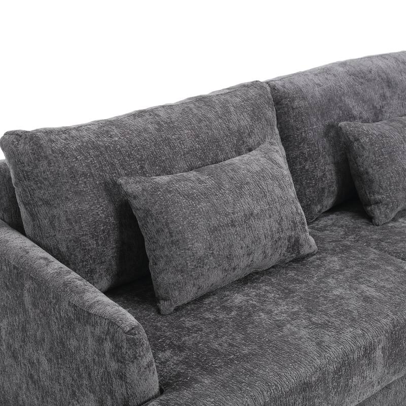 Chenille Fabric Loveseat Sofa, 2-Seater Sofa Couch with Extra Deep Seats, Upholstered Lounge Sofa with Wood Legs