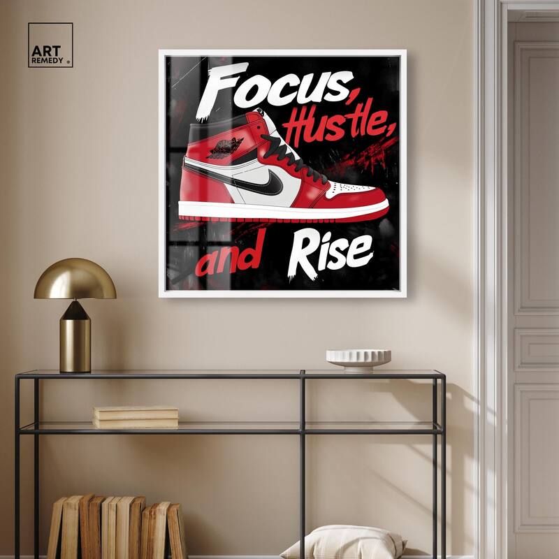 Hustle and Rise Sneaker Red Shadowbox by Art Remedy