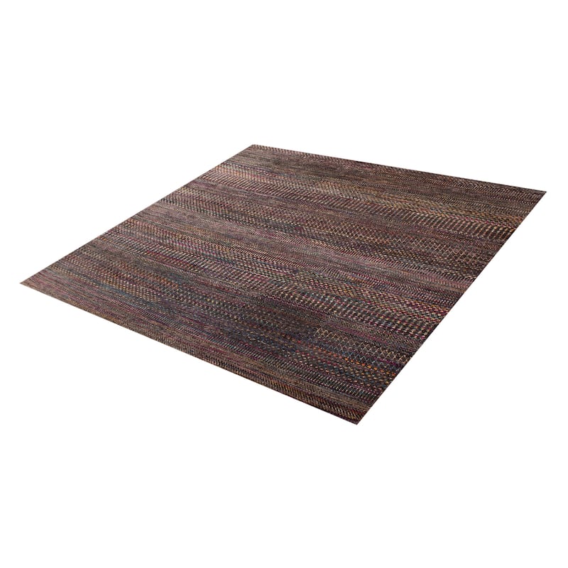 ECARPETGALLERY Hand-knotted Silk Shadow Black Multi Color Rug - 8' 4" x 8' 4"