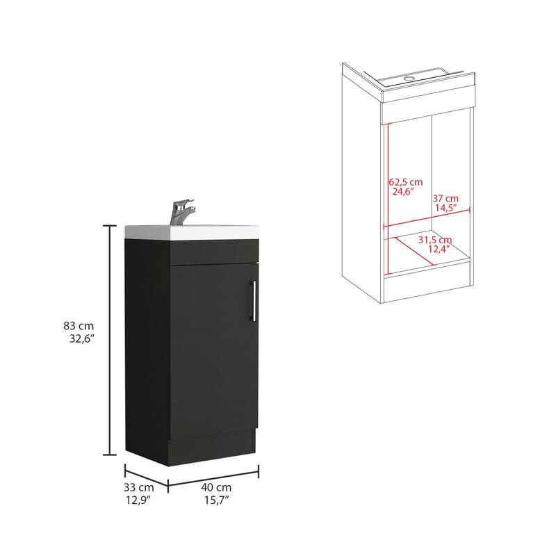 Single Door Cabinet with Interior Shelf, Metal Handle, and Durable Construction, 34.65" Tall - 12.99in L Particle Board