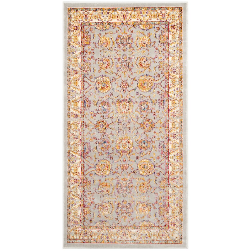 SAFAVIEH Sevilla Anbar Traditional Oriental Viscose Rug - 2'2" x 4' - Silver/Ivory