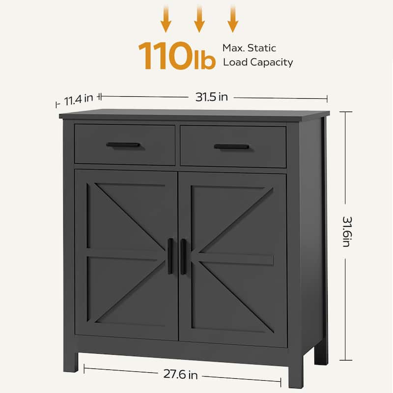 Modern Farmhouse Buffet with 2 Drawers & 2 Doors