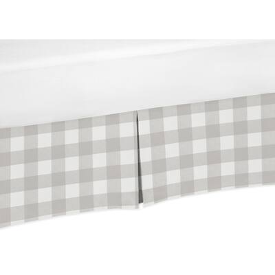 Grey Woodland Plaid Collection Boy or Girl Crib Bed Skirt - Gray White Rustic Buffalo Check Flannel Country Lumberjack