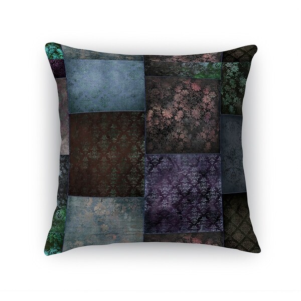 ECLECTIC BOHEMIAN PATCHWORK BROWN PURPLE AND GREEN Accent Pillow