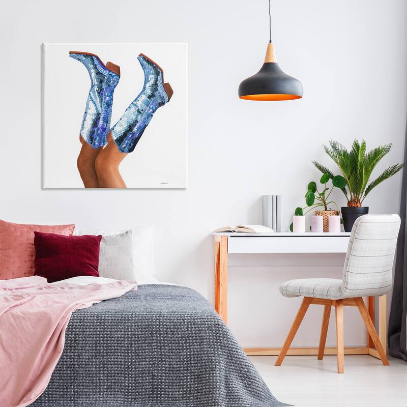 Stupell Blue Glam Cowgirl Boots Canvas Wall Art Design By Amanda Greenwood