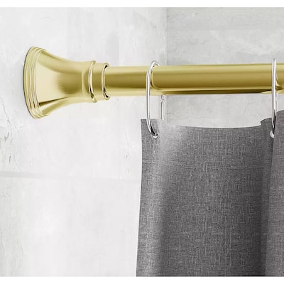 42"-72" Metal Shower Curtain Tension Rod Rust Resistant Non-Slip Brushed Gold - 42" - 72" inches