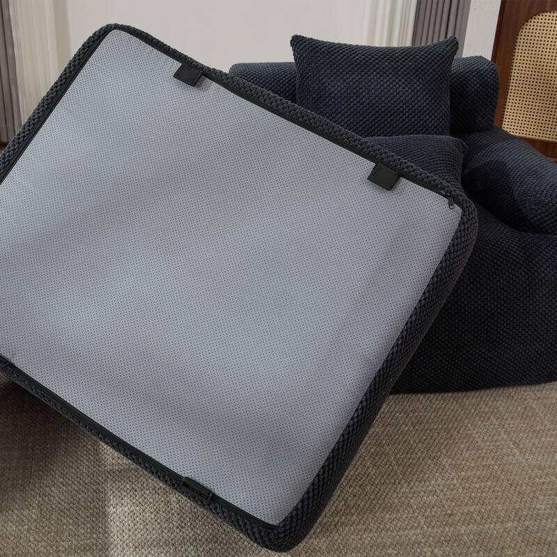 Modern Upholstered Accent Chair with Pillow and Ottoman,No Assembly Required