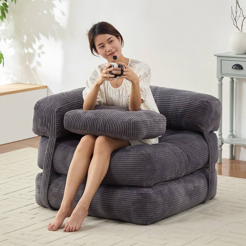 Mixoy Folding Sofa Bed, L-Shaped Convertible Sofa Bed with Armrest Foldable Sleeper Sofa