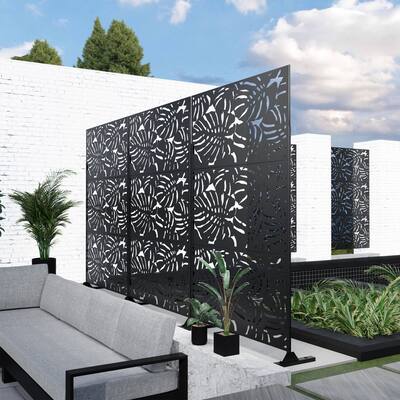 Summer Metal Privacy Screen Panel Free Standing - 76x47