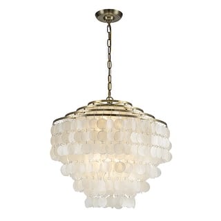 6-Light 22" Glam Coastal Capiz Tierd Chandelier 4-Tier Vintage Natural Seashell Hanging Light - W22''