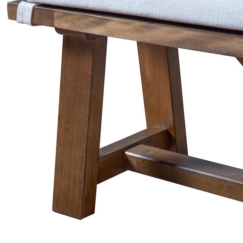 Furniture of America Drystan Rustic Ivory Padded Fabric 60-inch Dining Bench