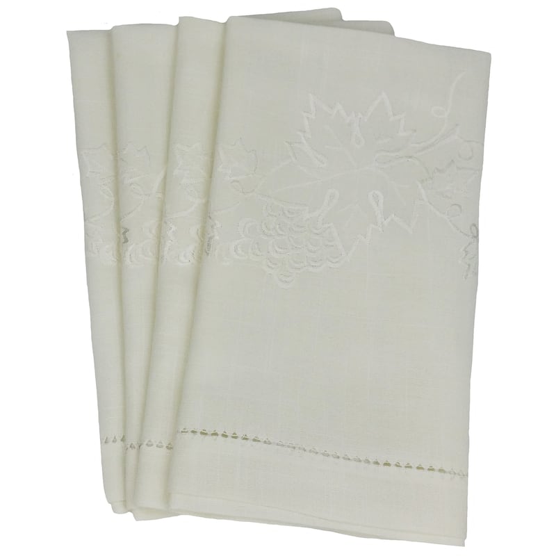 Embroidered Cutwork Tea Towels 14X22 -inch set of 4