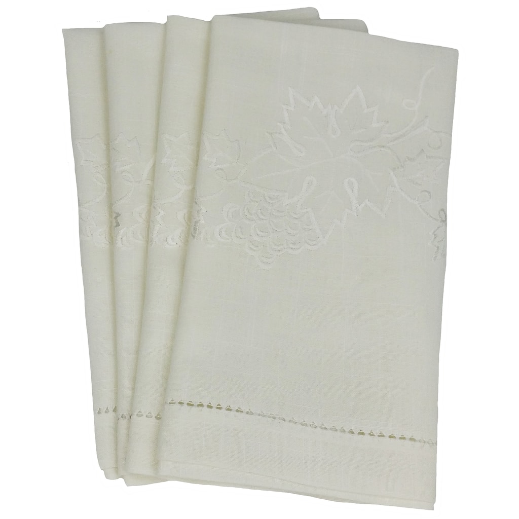 Embroidered Cutwork Tea Towels 14X22 -inch set of 4