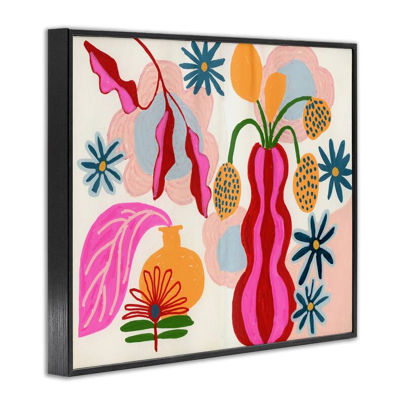Stupell Eclectic Mod Flower Vases Framed Giclee Art Design By Suzanne Allard