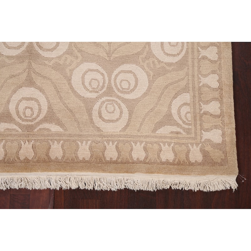 Vegetable Dye Nepalese Abstract Oriental Area Rug Handmade Wool Carpet - 6'3" x 9'4"