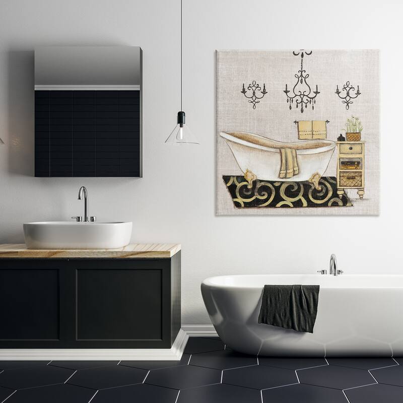 Stupell Vintage Luxurious Bathroom Tub Canvas Wall Art Design By Janet Tava
