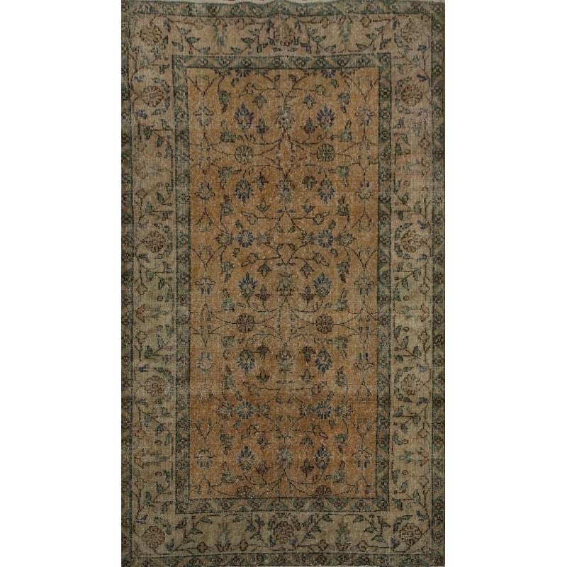 Hand Knotted Oriental 100% Wool Carpet Transitional Floral Oranges & Rust Anatolian Area Rug - 6' 10'' X 3' 8''