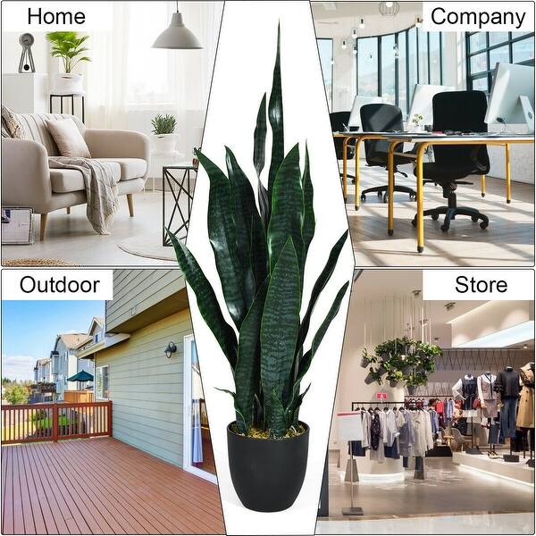 Shop Gymax Artificial Snake Plant 35 5 Fake Sansevieria Indoor