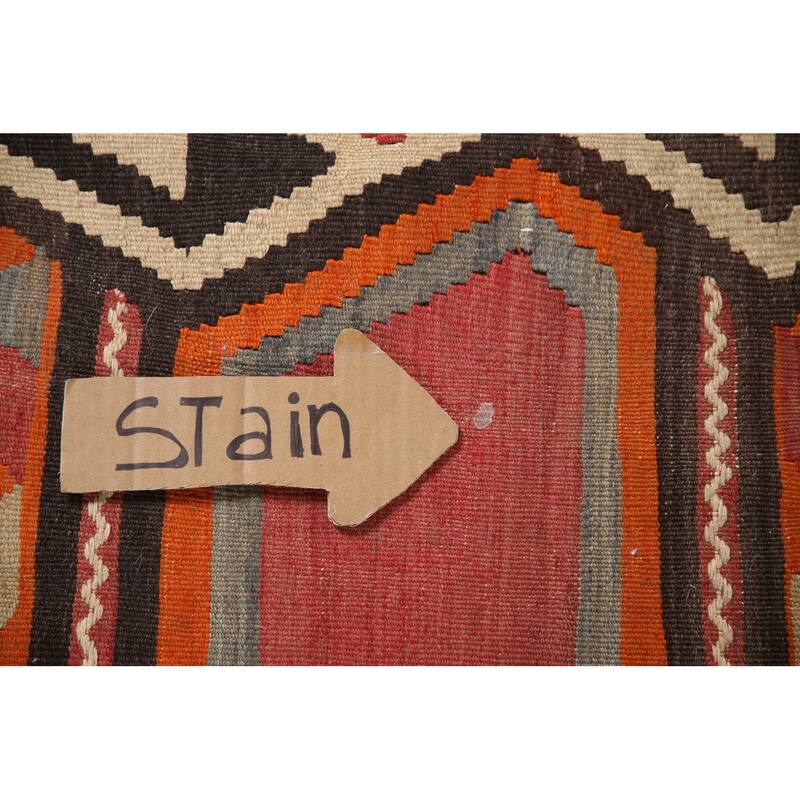 Vegetable Dye Kilim Qashqai Persian Rug Flatweave Antique Wool Carpet - 5'2"x 10'8"