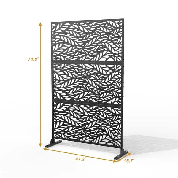 dimension image slide 8 of 33, Outdoor Privacy Screen with Stand for Patio Garden Metal Fence