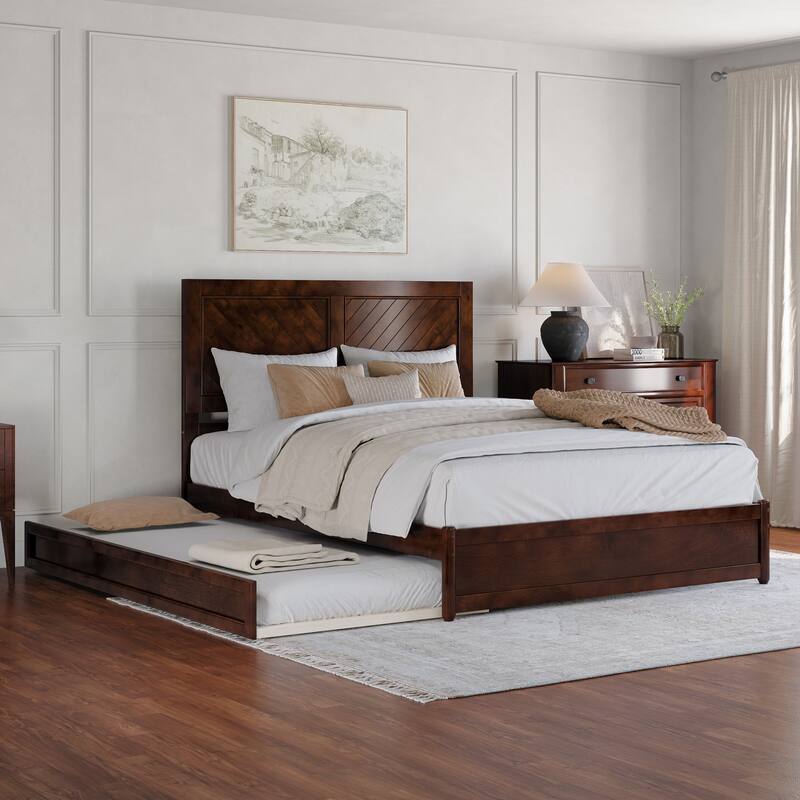 Clayton Platform Bed with Panel Footboard and Twin XL Trundle