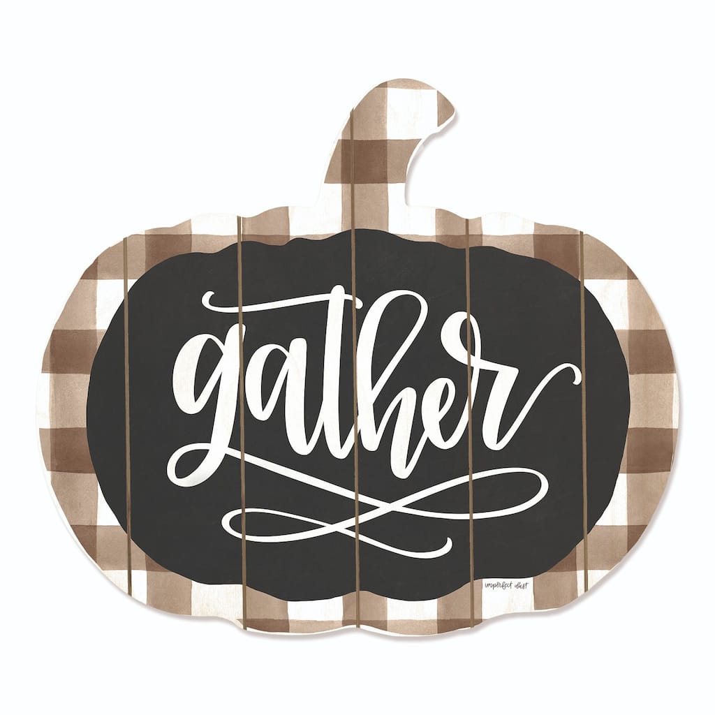 17" Black and Ivory "Gather" Hanging Pumpkin Thanksgiving Wall Decor