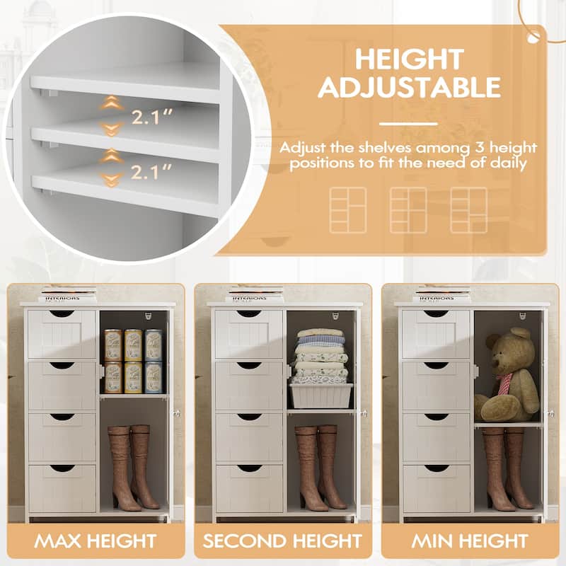 Homall Wooden Bathroom Cabinet, Freestanding Storage Cabinet with 4 Drawers and 1 Cupboard